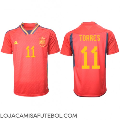 Camisa de Futebol Espanha Ferran Torres #11 Equipamento Principal Mundo 2022 Manga Curta
